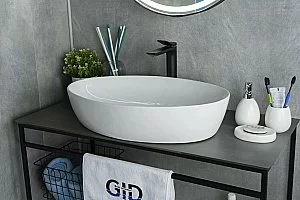 Раковина накладная Gid Lago 61 N9433 51148 белая купить в интернет-магазине Sanbest