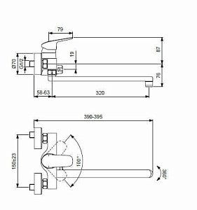 Смеситель для ванны с душем Ideal Standard CeraFlex B1741AA купить в интернет-магазине сантехники Sanbest