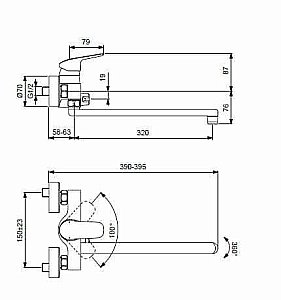 Смеситель для ванны с душем Ideal Standard CeraFlex B1741AA купить в интернет-магазине сантехники Sanbest
