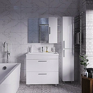 Тумба с раковиной Grossman НЕО 80 пленка, белая для ванной в интернет-магазине Sanbest