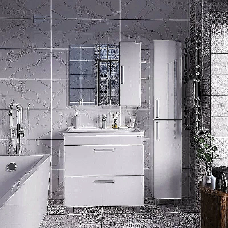 Тумба с раковиной Grossman НЕО 80 пленка, белая для ванной в интернет-магазине Sanbest