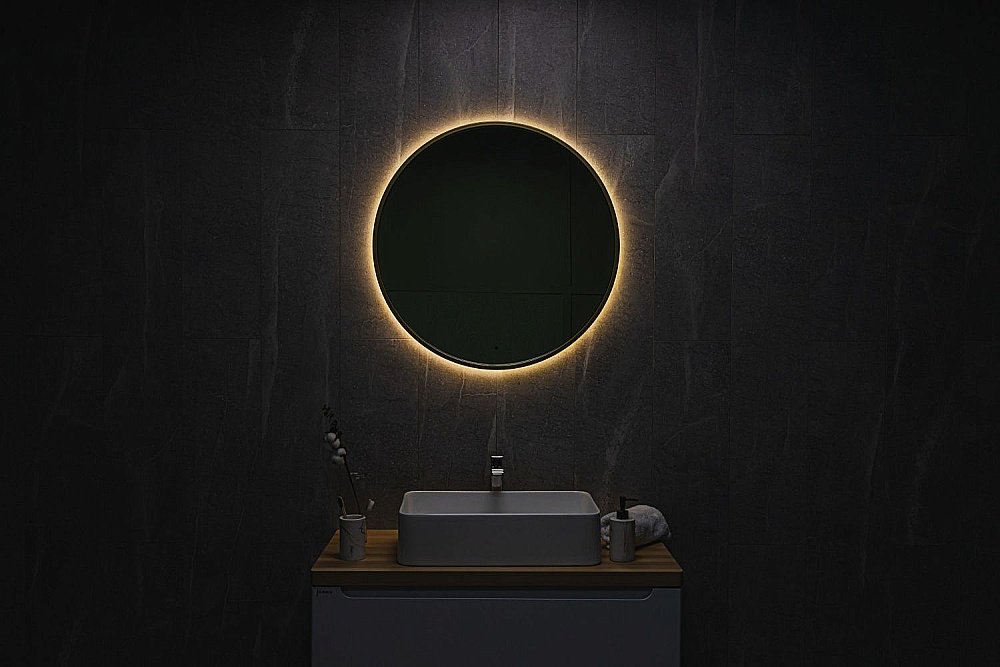 Зеркало Art&Max ASTI AM-Ast-800-DS-FNC-Gold в ванную от интернет-магазине сантехники Sanbest