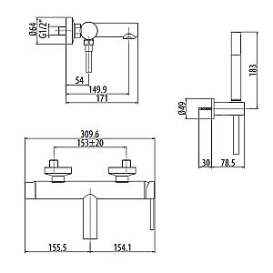 Смеситель для ванны Gattoni Circle One 9000/90NO купить в интернет-магазине сантехники Sanbest