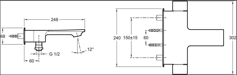 Смеситель для ванны и душа Jacob Delafon STANCE E9103-CP купить в интернет-магазине сантехники Sanbest