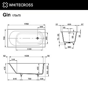 Акриловая ванна WhiteCross Gin 170x75 0220.170072.200 белая матовая купить в интернет-магазине Sanbest