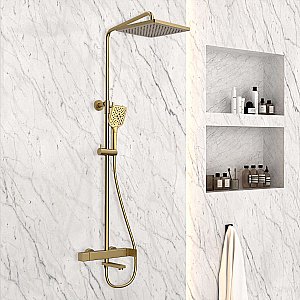 Душевая система Vincea Cube VSFS-1C1BG брашированное золото купить в интернет-магазине сантехники Sanbest