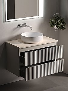 Тумба с раковиной Sancos SNOB R 80 со столешницей, бежевая матовая для ванной в интернет-магазине Sanbest