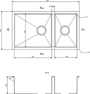 Мойка для кухни ZORG Inox X X-78-2-44 купить в интернет-магазине сантехники Sanbest