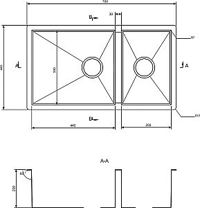 Мойка для кухни ZORG Inox X X-78-2-44 купить в интернет-магазине сантехники Sanbest