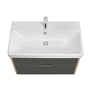 Тумба с раковиной Акватон Оливия 80 грей/дуб ойстер для ванной в интернет-магазине Sanbest