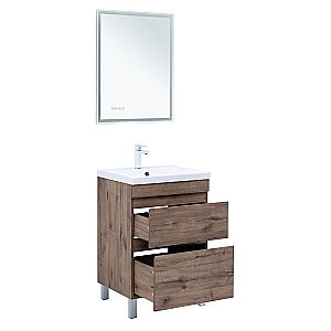 Тумба с раковиной Aquanet Нота New 58 344139+281220 дуб веллингтон табак для ванной в интернет-магазине Sanbest