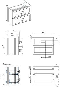 Тумба с раковиной LA FENICE Cubo Grigio TWIN 100 серая/ручки черные для ванной в интернет-магазине Sanbest