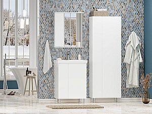 Пенал напольный Misty Лира 60 П-Лир0501-01Л белый для ванной в интернет-магазине сантехники Sanbest