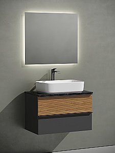 Тумба с раковиной Sancos DELTA 80 со столешницей, дуб красный/графит для ванной в интернет-магазине Sanbest