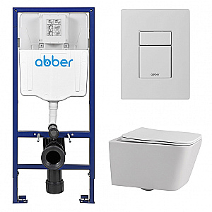 Унитаз ABBER Rechteck AC1201-AC0108-AC0123MW белый, с крышкой микролифт, с инсталляцией, безободковый купить в интернет-магазине Sanbest