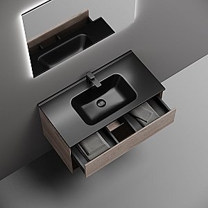 Тумба с раковиной Sancos Marmi 1.0 90 MR1.090EG дуб галифакс натуральный для ванной в интернет-магазине Sanbest