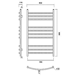 Полотенцесушитель Domoterm Калипсо П10 50x80 белый купить в интернет-магазине сантехники Sanbest