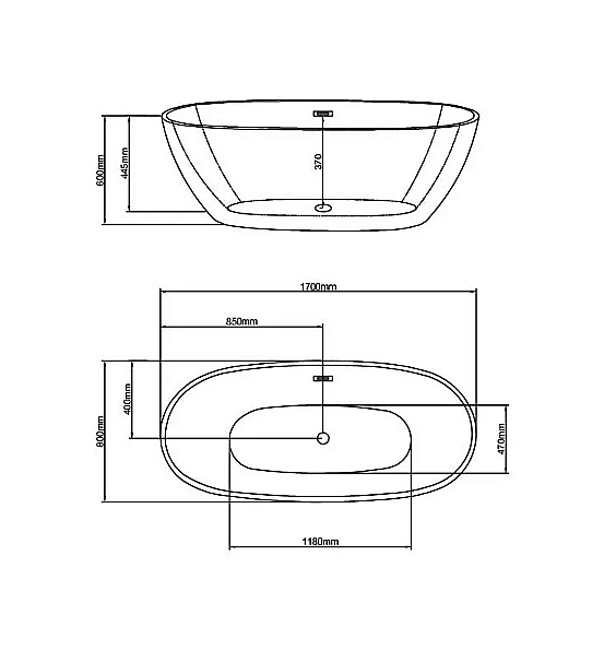 Ванна акриловая Grossman Cristal 170х80 GR-2504F белая купить в интернет-магазине Sanbest