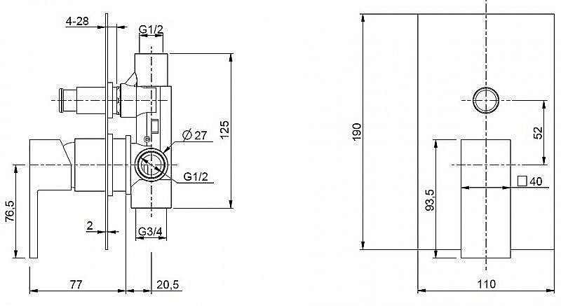 Смеситель для душа Cezares Unika VDIM бронза купить в интернет-магазине сантехники Sanbest