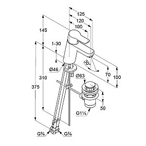 Набор смесителей Kludi Pure&Easy 376850565 хром купить в интернет-магазине сантехники Sanbest