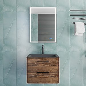 Тумба с раковиной Vincea Chiara 2D 60 VMC-2C2600CO/VCB-13600G тёмный дуб/раковина серая для ванной в интернет-магазине Sanbest