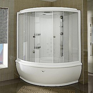 Душевой бокс Радомир Калифорния 155х155 1-04-1-0-0-0770 стекло прозрачное/профиль белый/крыша сендвич купить в интернет-магазине Sanbest