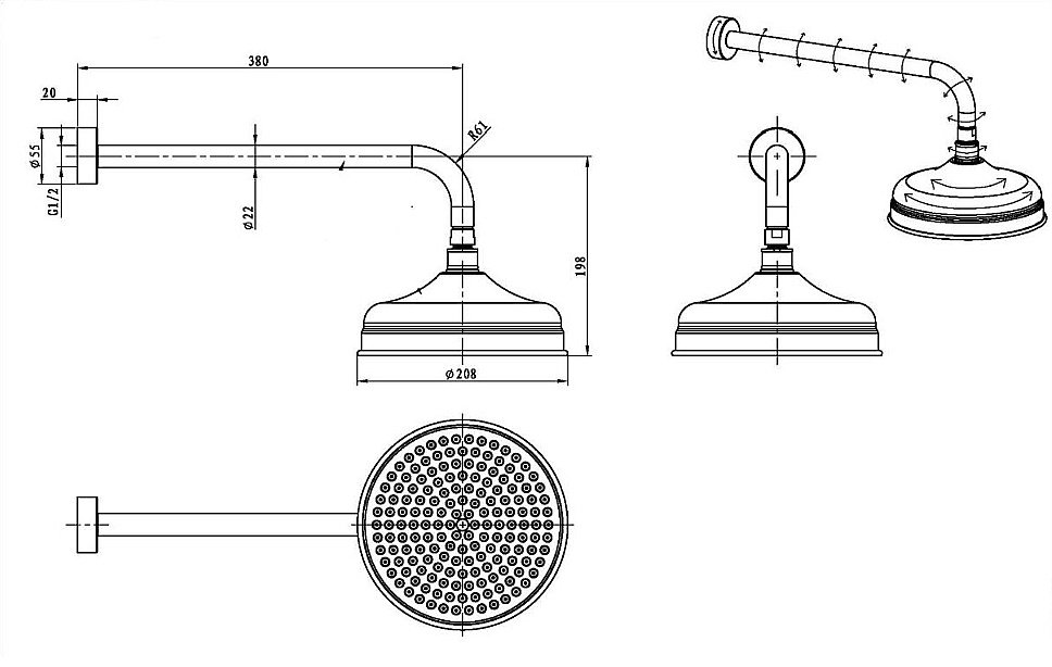Верхний душ Boheme Imperiale 411 купить в интернет-магазине сантехники Sanbest