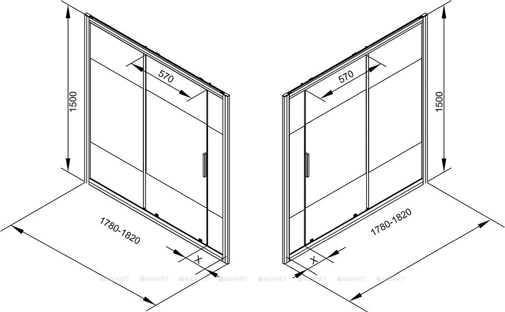 Шторка для ванны Aquanet Practic AE10-B-180H150U-CP купить в интернет-магазине Sanbest