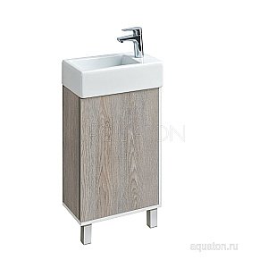 Тумба с раковиной Акватон Эмма 45 белый/дуб наварра для ванной в интернет-магазине Sanbest