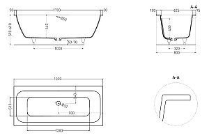 Ванна Salini Orlanda AXIS S-Stone 180x80 103222M белая матовая купить в интернет-магазине Sanbest