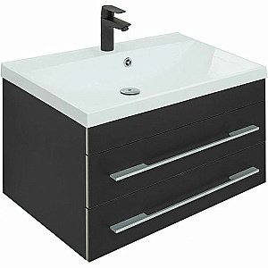 Тумба с раковиной Aquanet Верона New 75 281097 черная матовая для ванной в интернет-магазине Sanbest