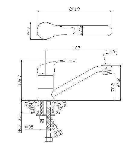 Смеситель для кухни Rossinka Y Y35-22 купить в интернет-магазине сантехники Sanbest