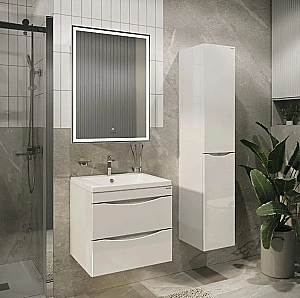 Тумба с раковиной подвесная Grossman Виста 50 с 2-я ящ, белый глянец для ванной в интернет-магазине Sanbest