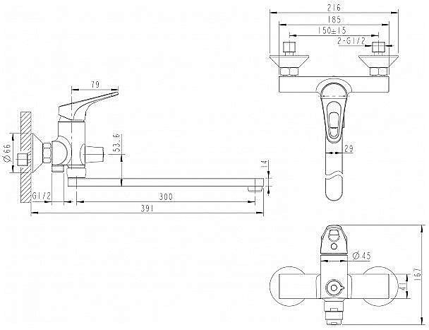 Смеситель для ванны Bravat DROP-D F648162C-01A купить в интернет-магазине сантехники Sanbest