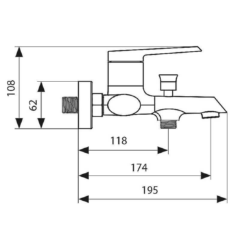 Смеситель для ванны Kaiser Areva 08022 купить в интернет-магазине сантехники Sanbest