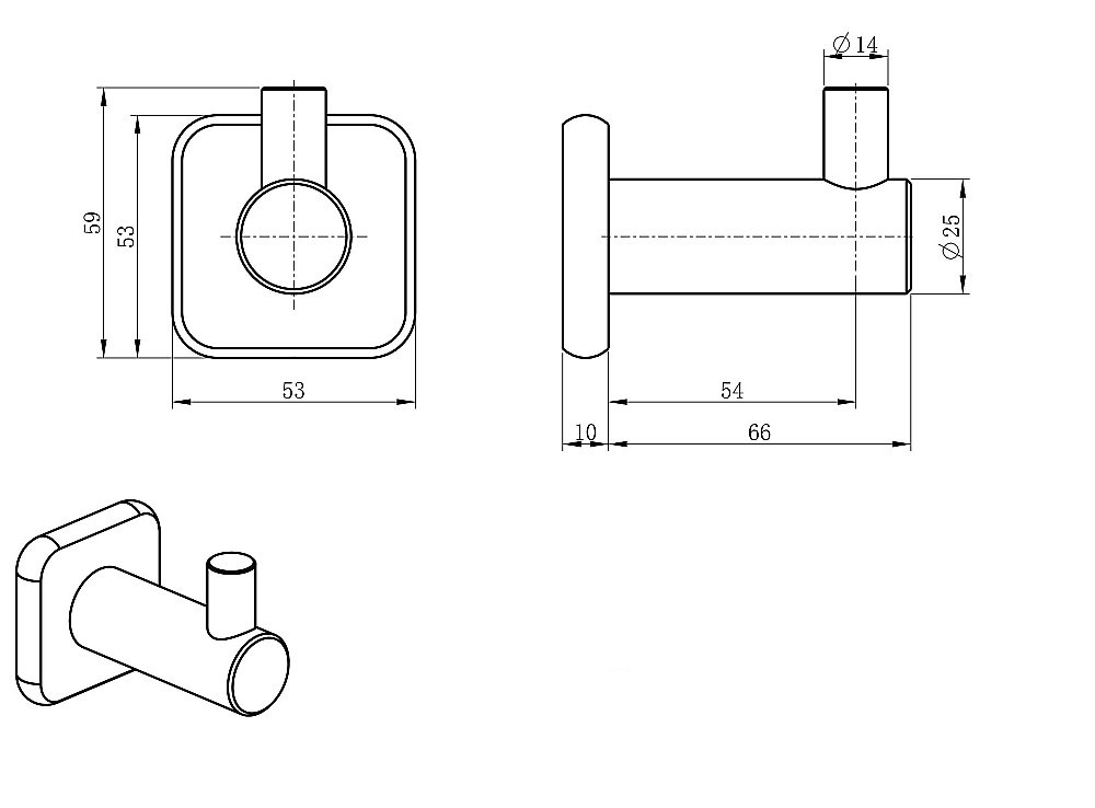 Крючок WONZON & WOGHAND WW-V1301-GM темный графит купить в интернет-магазине сантехники Sanbest