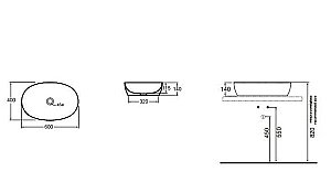 Раковина накладная Azzurra Elegance 60 ECI60 bi*0 белая купить в интернет-магазине Sanbest
