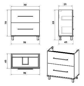Тумба с раковиной Misty Модерн - 80 П-Мод07080-011Пр белая для ванной в интернет-магазине Sanbest