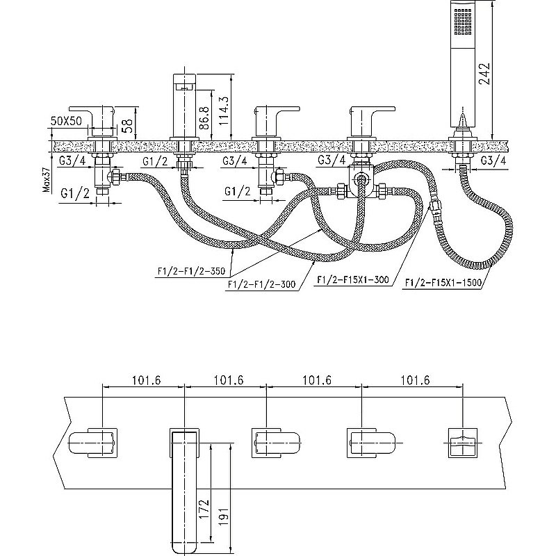 Смеситель для ванны Kaiser Sonat 34222 купить в интернет-магазине сантехники Sanbest