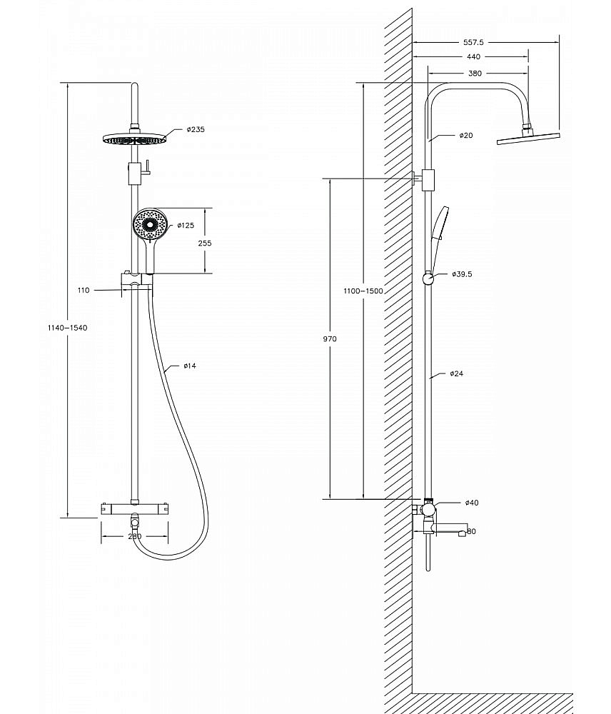 Душевая система Agger Easy A3161100 с термостатом, хром купить в интернет-магазине сантехники Sanbest