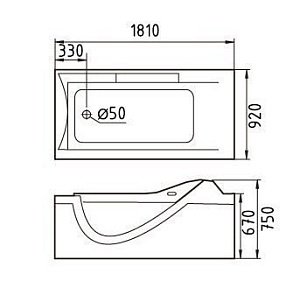 Ванна акриловая Gemy G9055 K 181x92 купить в интернет-магазине Sanbest