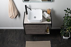 Тумба с раковиной Aquanet Nova Lite Loft 75 L/R дуб рошелье для ванной в интернет-магазине Sanbest