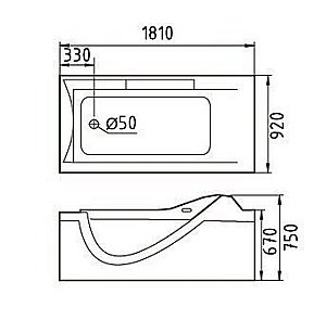 Ванна акриловая Gemy Glass Panel G9055 K 181x92 белая с гидромассажем купить в интернет-магазине Sanbest