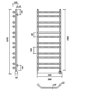 Полотенцесушитель электрический Domoterm Лаура П12 500x1000 E хром купить в интернет-магазине сантехники Sanbest