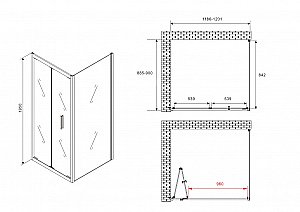 Душевой уголок ABBER Sonnenstrand AG07120B-S90B черный/прозрачный купить в интернет-магазине Sanbest