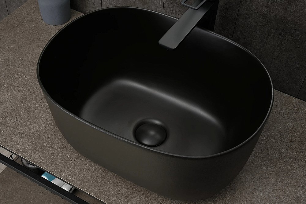 Раковина накладная Gid Creativo 45 N9302bg 53377 черная графит купить в интернет-магазине Sanbest