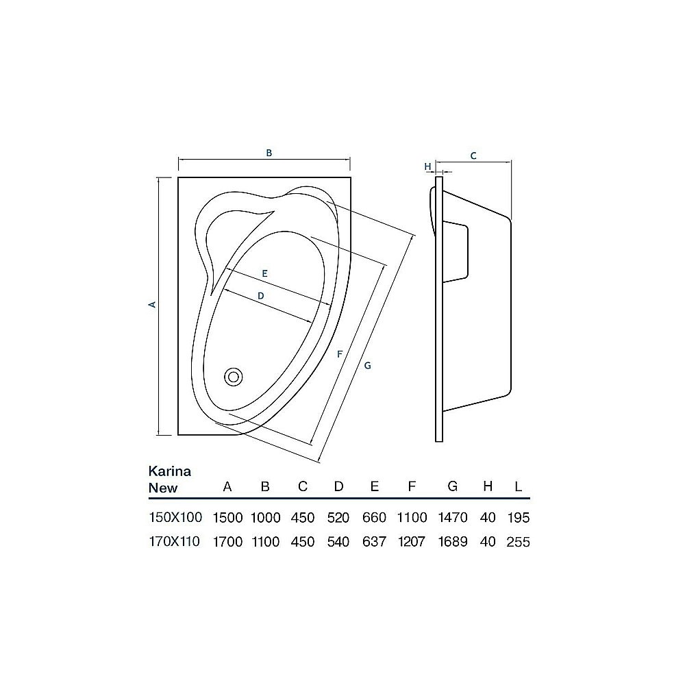 Ванна акриловая Koller Pool Karina 170x110 KARINA170X110L белая купить в интернет-магазине Sanbest