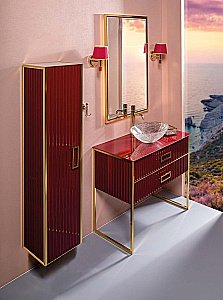 Тумба с раковиной Armadi Art Monaco 100 со столешницей бордовый с золотом для ванной в интернет-магазине Sanbest