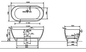 Ванна Taliente Nemi Matt NE15075Matt 150х75 белая матовая купить в интернет-магазине Sanbest