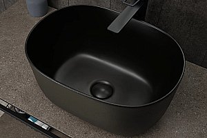 Раковина накладная Gid Creativo 45 N9302bg 53377 черная графит купить в интернет-магазине Sanbest